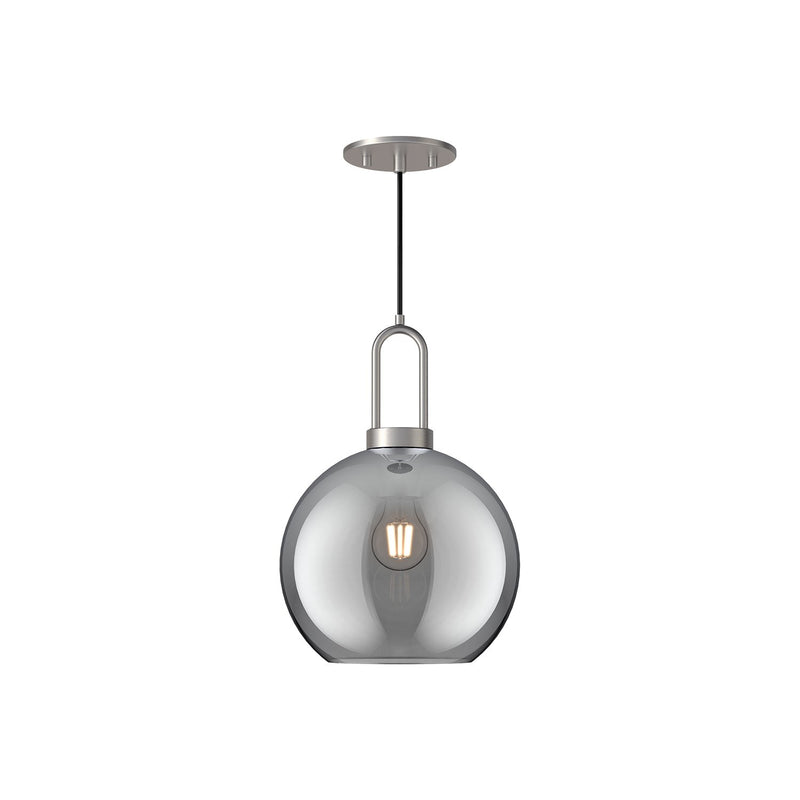 Soji 10" Pendant in Brushed Nickel/Smoked Solid Glass