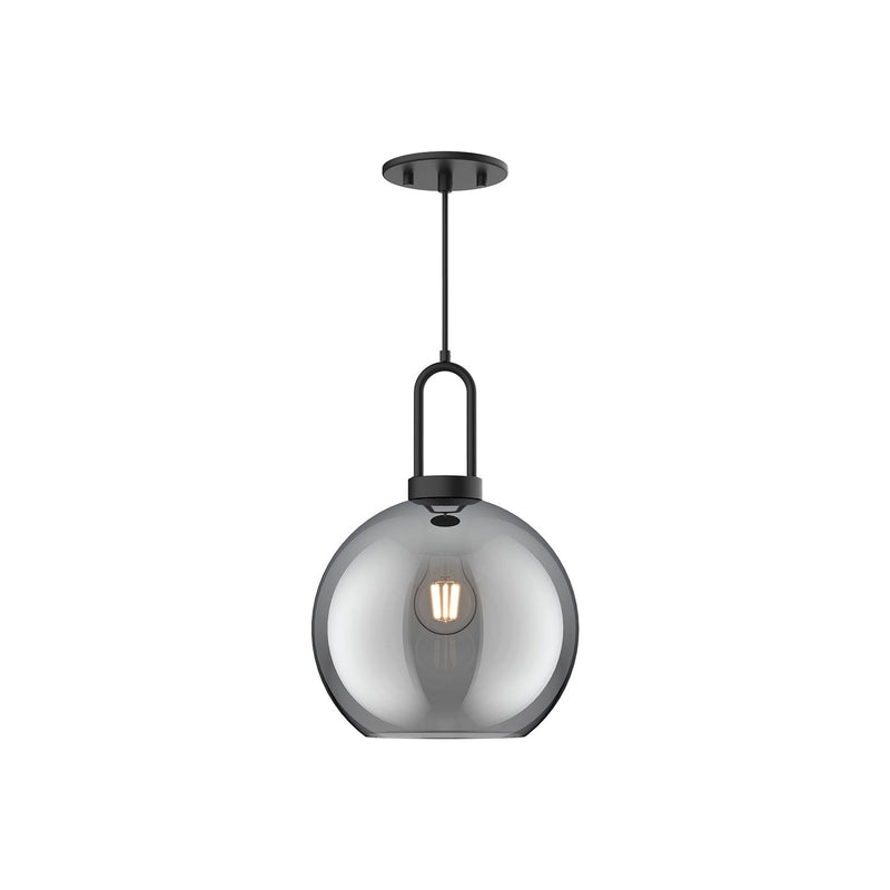 Soji 10" Pendant in Matte Black/Smoked Solid Glass