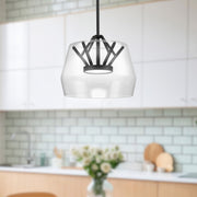 Deco 12" Pendant in Clear/Black