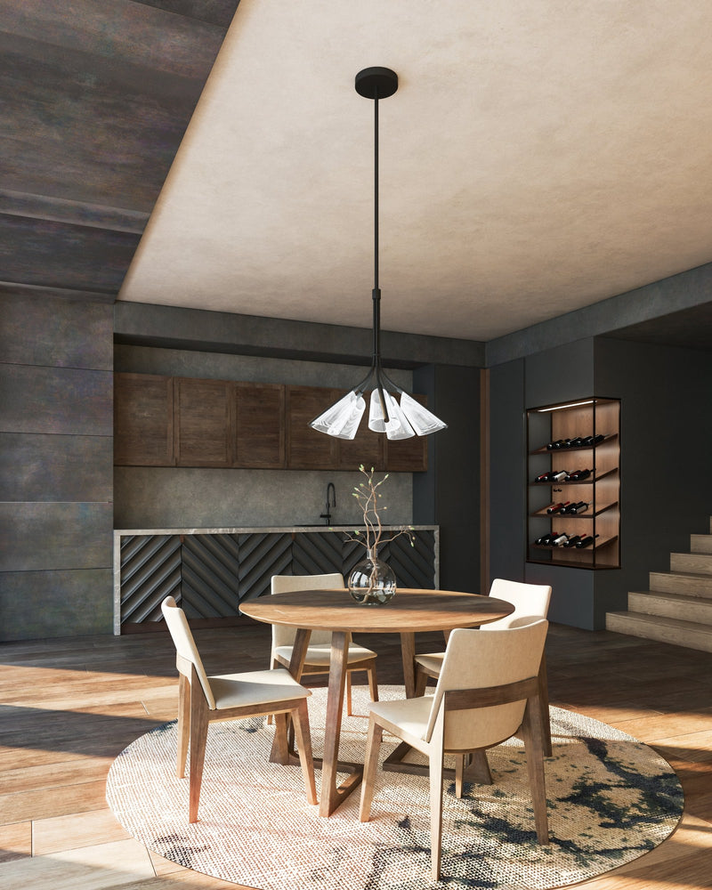 Mulberry 22" Pendant in Black/Light Guide