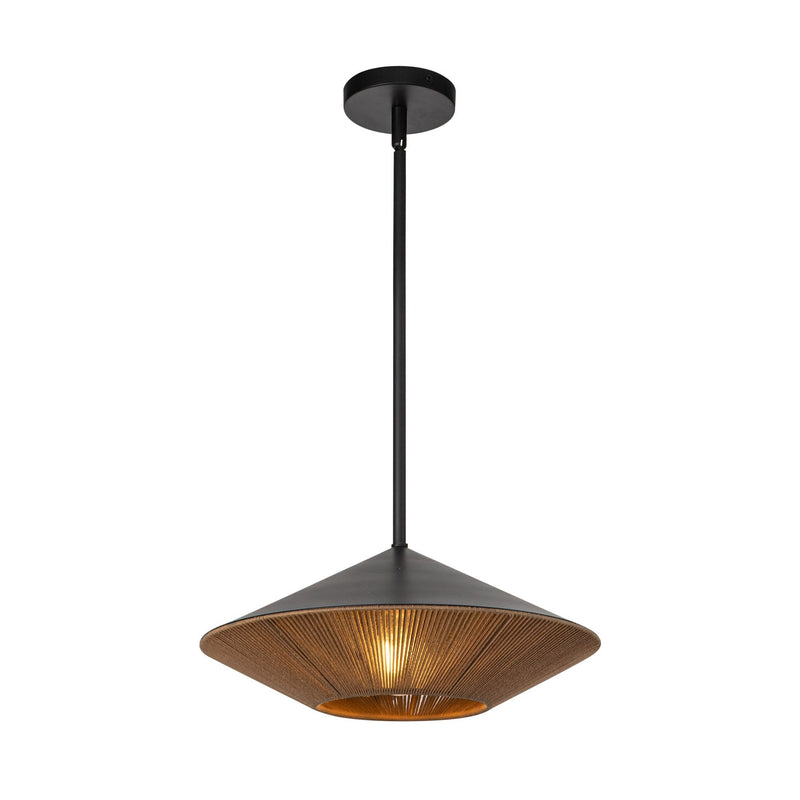 Daphne 15" Pendant in Matte Black/Brown Cotton Rope
