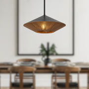 Daphne 15" Pendant in Matte Black/Brown Cotton Rope