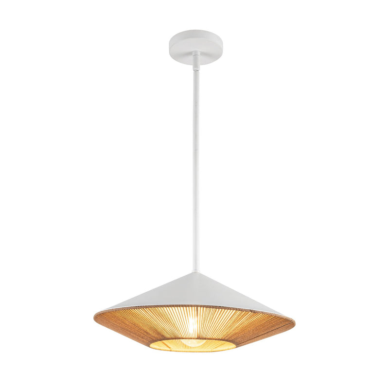 Daphne 15" Pendant in White/Brown Cotton Rope