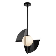 Scorpio 16" Pendant in Glossy Black/Opal Glass