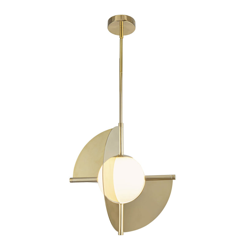 Scorpio 16" Pendant in Metallic Brass/Opal Glass