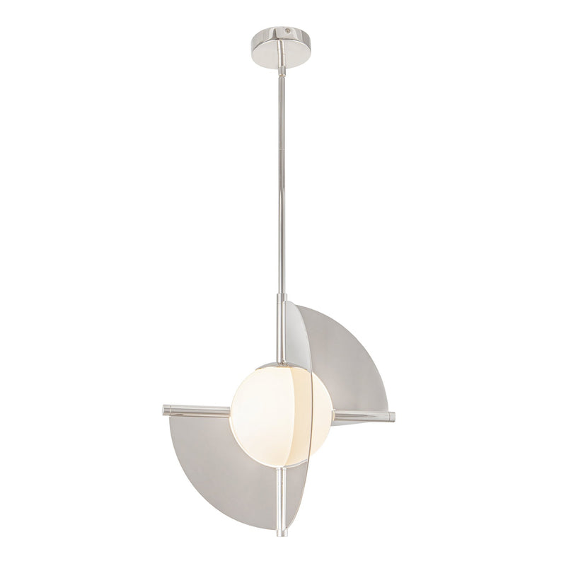 Scorpio 16" Pendant in Polished Nickel/Opal Glass