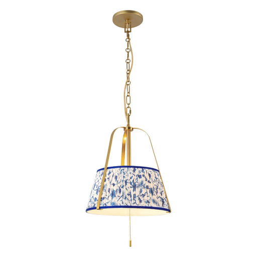 Scout 13" 2-Light Pendant in Brushed Gold/Blue Linen