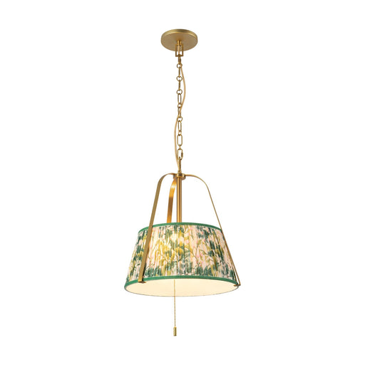 Scout 13" 2-Light Pendant in Brushed Gold/Green Linen