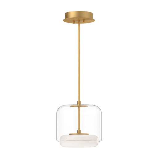 Enkel 10" Pendant in Clear/Brushed Gold