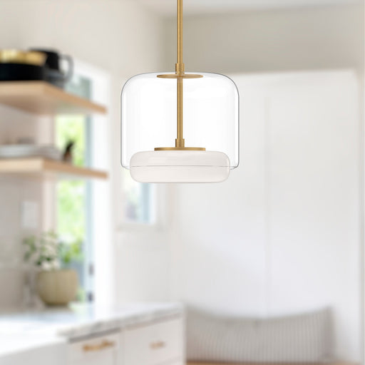 Enkel 10" Pendant in Clear/Brushed Gold