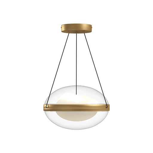 Virgo 12" Pendant in Brushed Gold/Opal Glass