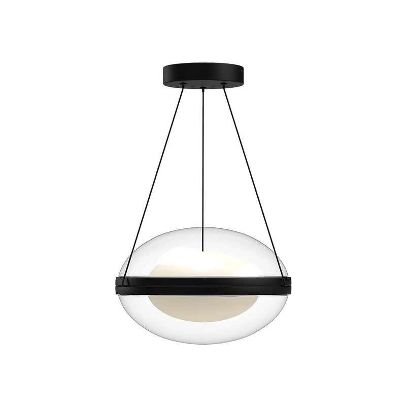 Virgo 12" Pendant in Black/Opal Glass