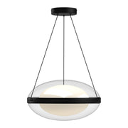 Virgo 16" Pendant in Black/Opal Glass