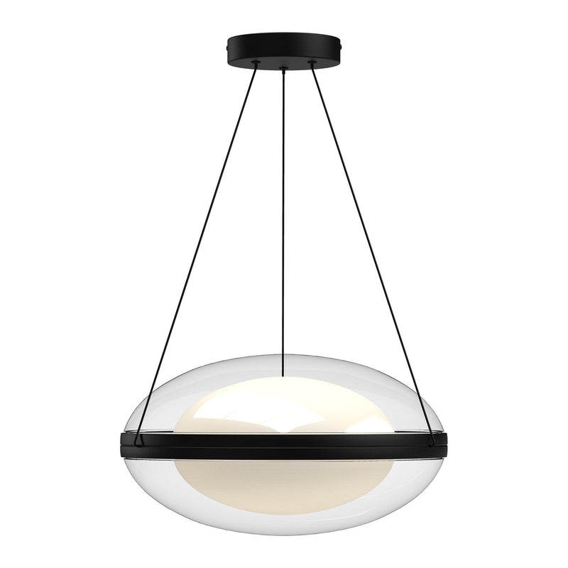 Virgo 16" Pendant in Black/Opal Glass