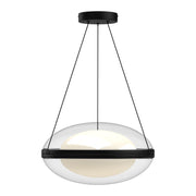 Virgo 16" Pendant in Black/Opal Glass