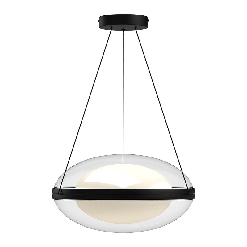 Virgo 16" Pendant in Black/Opal Glass