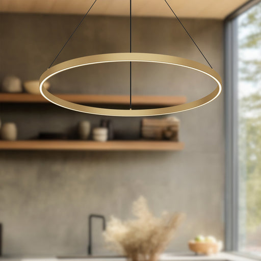 Cerchio 32" Up/Down Pendant in Brushed Gold