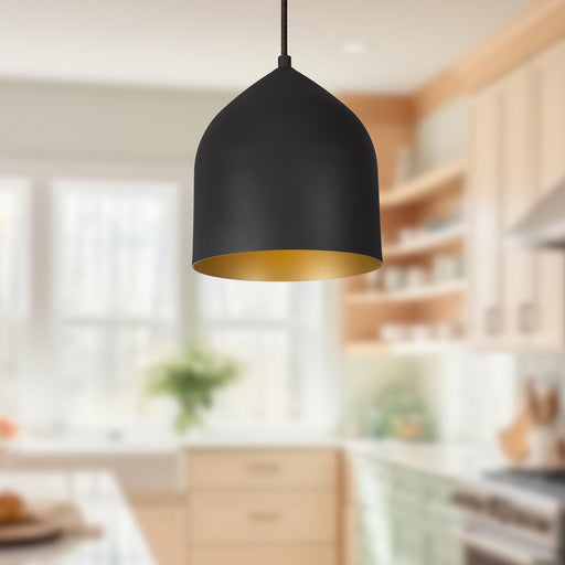 Helena 8" Integrated LED Pendant in Black/Black