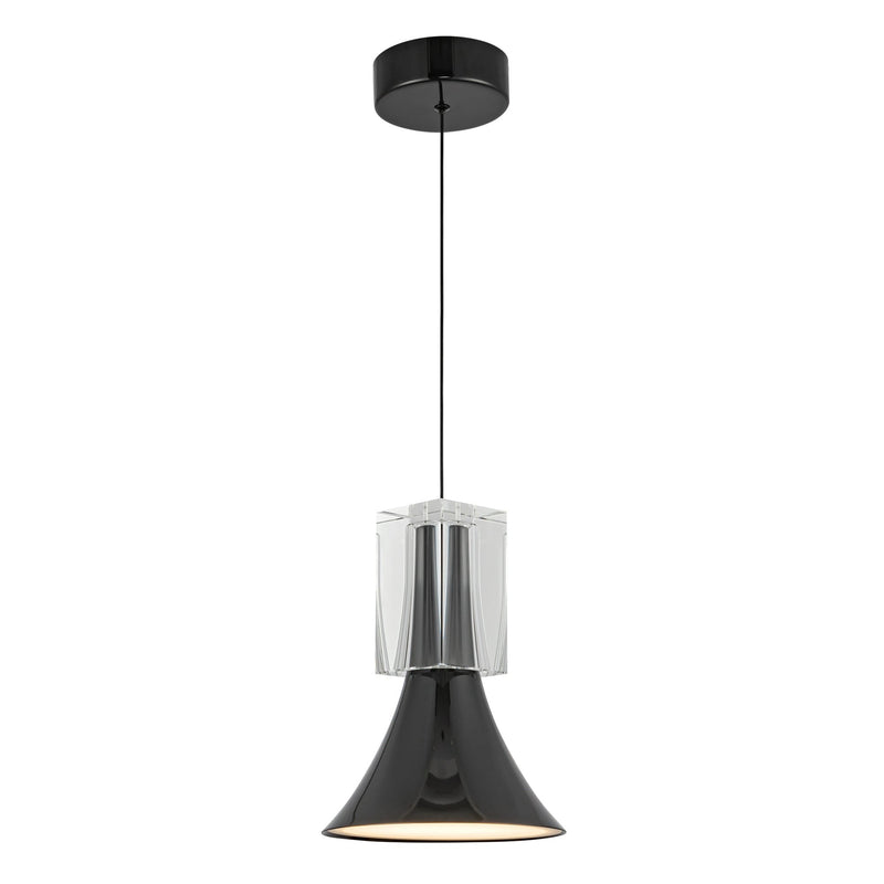 Floe 8" Pendant in Glossy Black/Clear Crystal