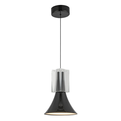 Floe 8" Pendant in Glossy Black/Clear Crystal