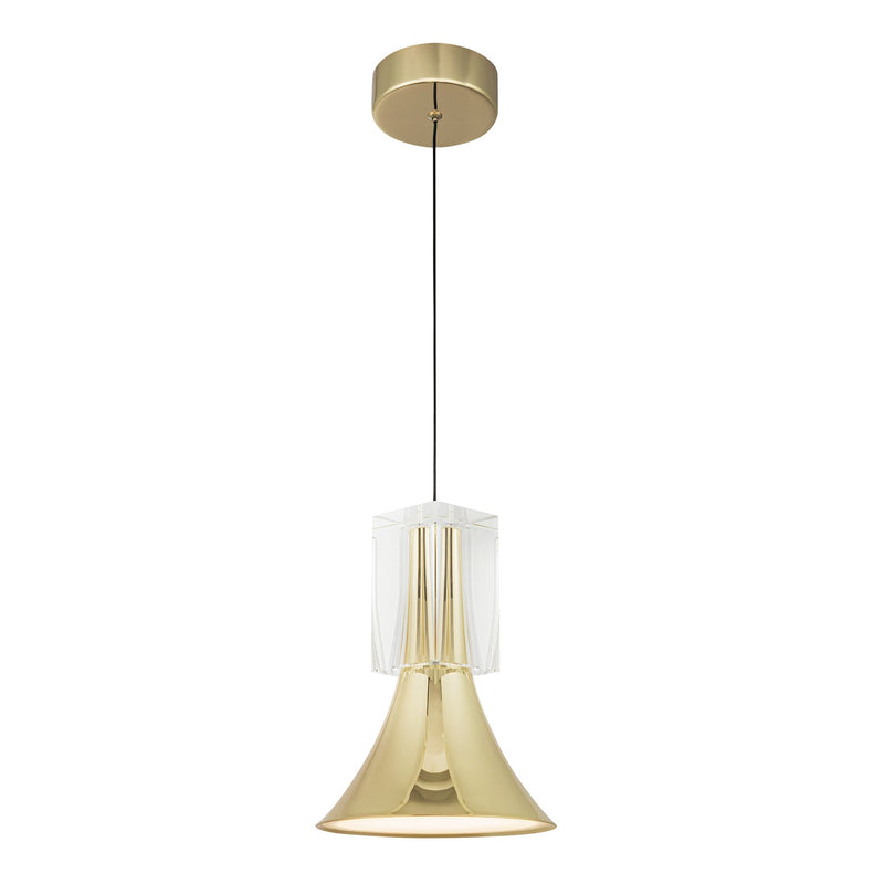 Floe 8" Pendant in Metallic Brass/Clear Crystal