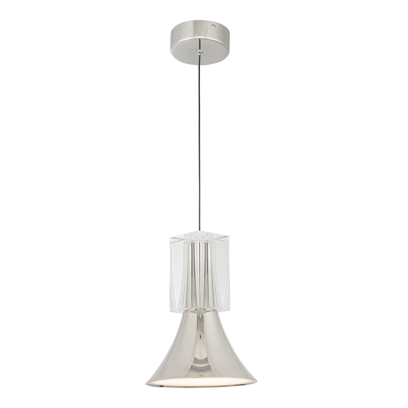 Floe 8" Pendant in Polished Nickel/Clear Crystal