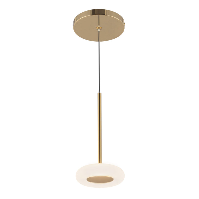 Stephord 4" Pendant in Metallic Brass/Frosted Glass