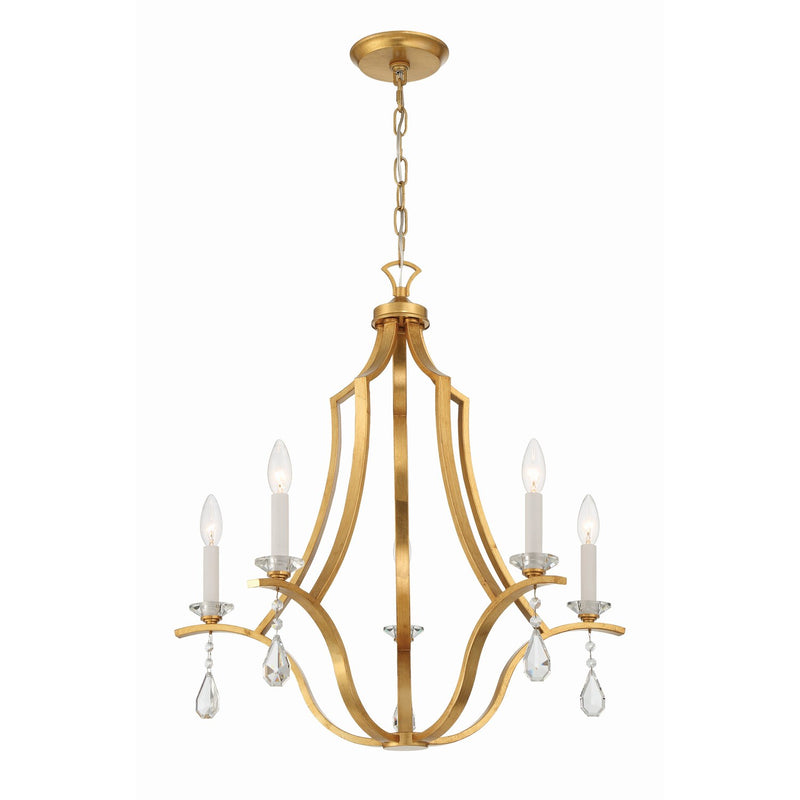 Perry 5 Light 25.5" Chandelier in Antique Gold