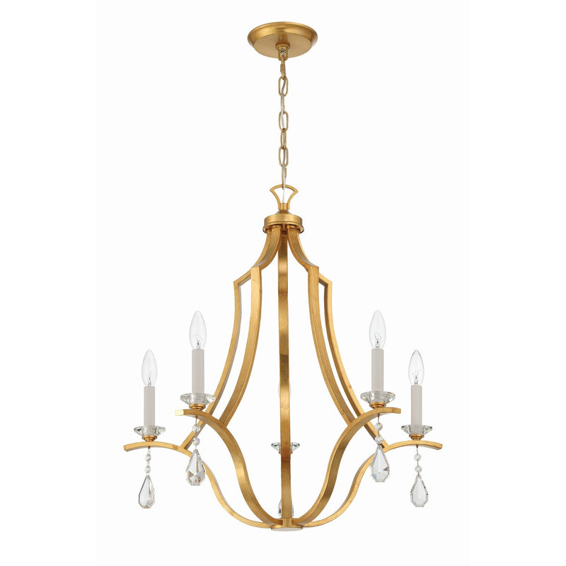 Perry 5 Light 25.5" Chandelier in Antique Gold