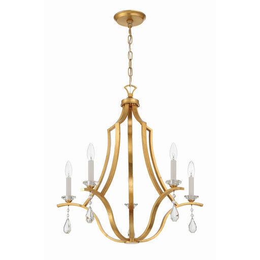 Perry 5 Light 25.5" Chandelier in Antique Gold