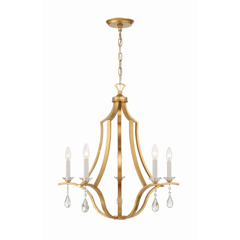 Perry 5 Light 25.5" Chandelier in Antique Gold