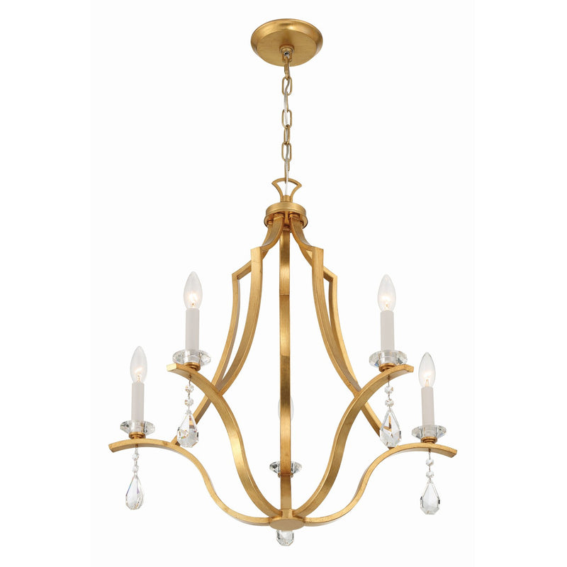 Perry 5 Light 25.5" Chandelier in Antique Gold