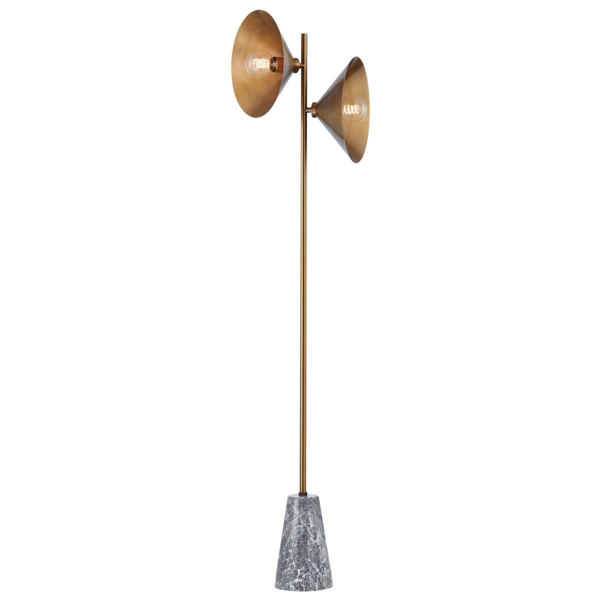 Bash 2-Light Floor Lamp in Patina Brass