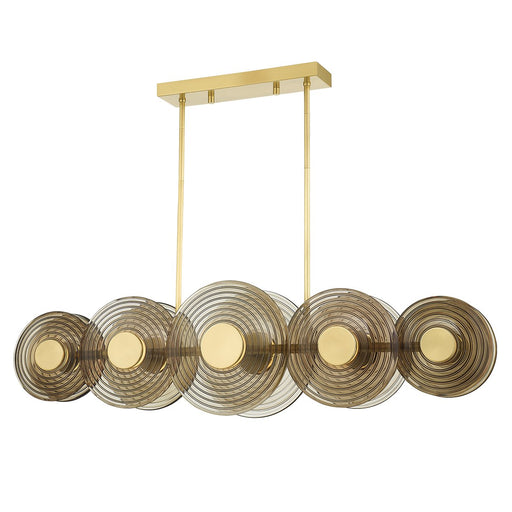 Griston 10-Light Linear Pendant in Aged Brass