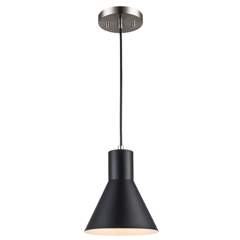 Belinda 7" Mini Pendant in Black / Brushed Nickel