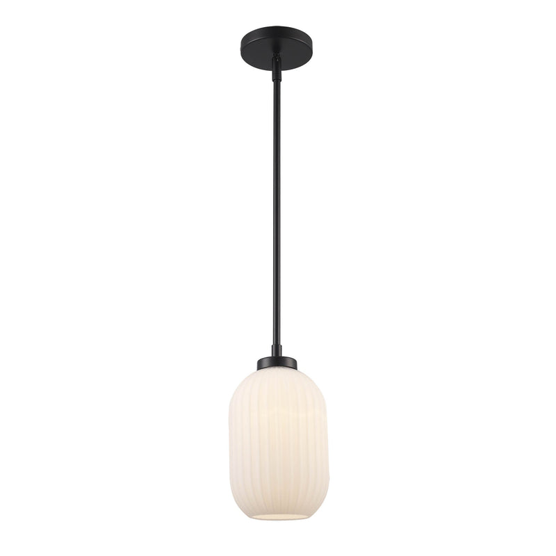 Skyline 6" Frosted Glass Mini Pendant in Black