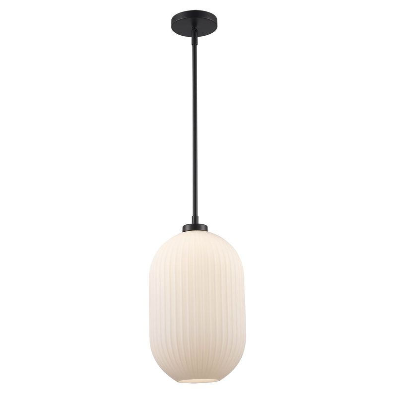 Skyline 9" Frosted Glass Mini Pendant in Black