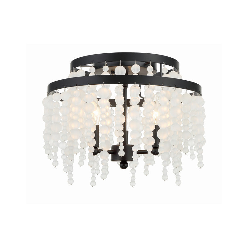 Poppy 3 Light 15" Semi Flush Mount in Matte Black