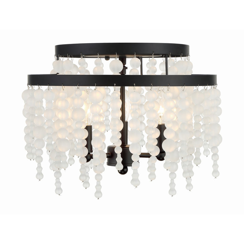 Poppy 3 Light 15" Semi Flush Mount in Matte Black