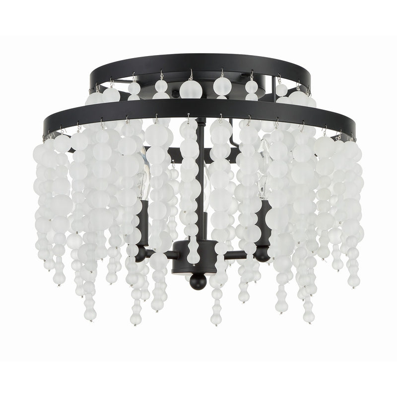 Poppy 3 Light 15" Semi Flush Mount in Matte Black