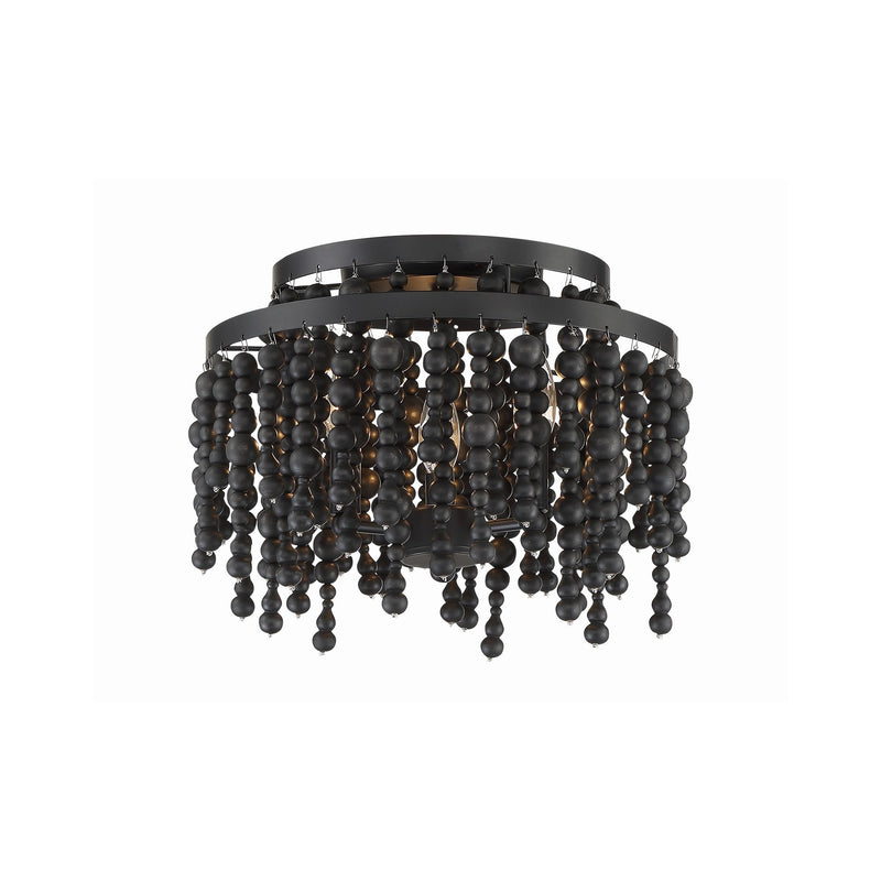 Poppy 3 Light 15" Semi Flush Mount in Matte Black