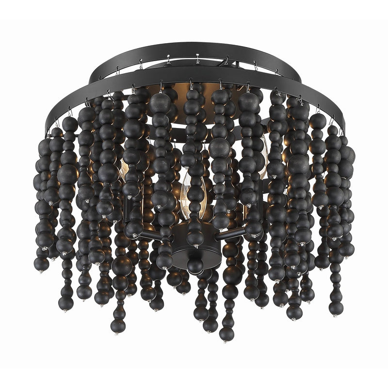 Poppy 3 Light 15" Semi Flush Mount in Matte Black