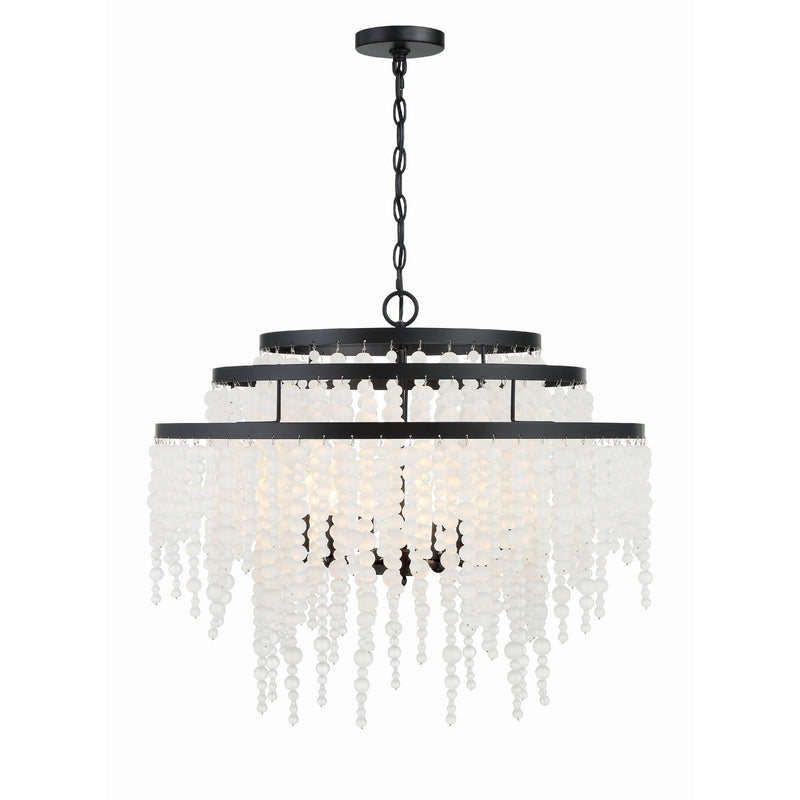 Poppy 6 Light 26.5" Pendant in Matte Black