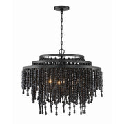 Poppy 6 Light 26.5" Pendant in Matte Black