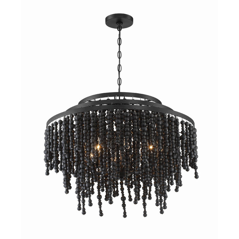 Poppy 6 Light 26.5" Pendant in Matte Black