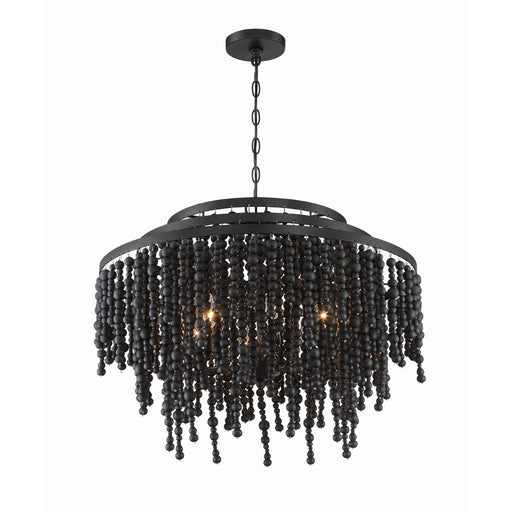 Poppy 6 Light 26.5" Pendant in Matte Black
