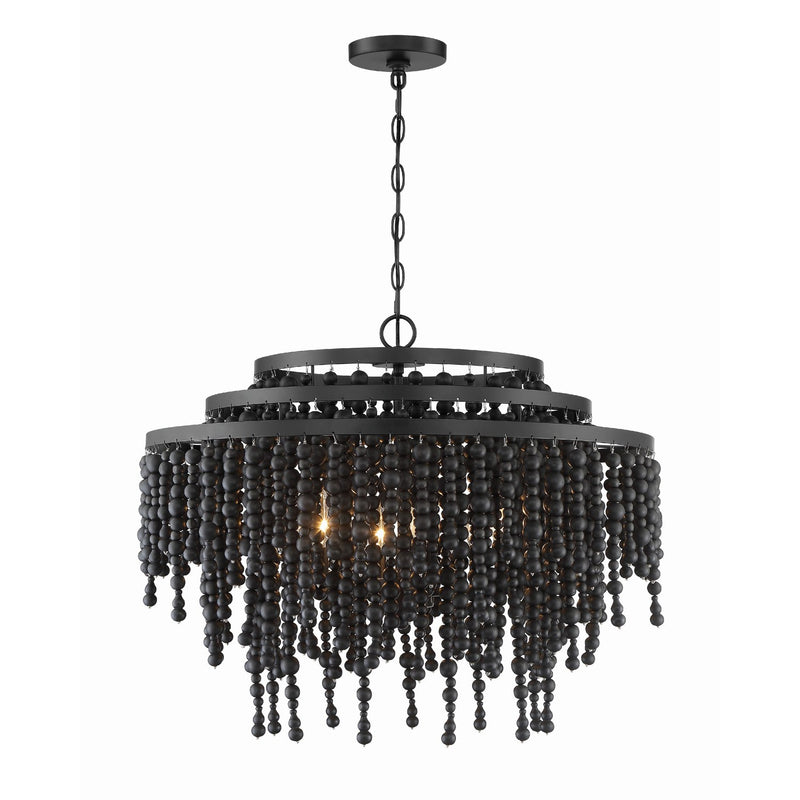 Poppy 6 Light 26.5" Pendant in Matte Black