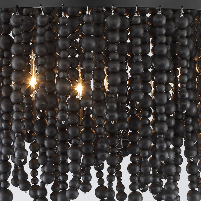 Poppy 6 Light 26.5" Pendant in Matte Black