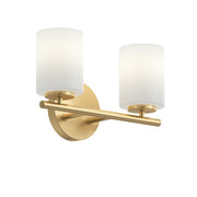 Replay 2-Light Etched Glass Bath Vanity Light in Brushed Gold