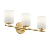 Replay 3-Light Etched Glass Bath Vanity Light in Brushed Gold